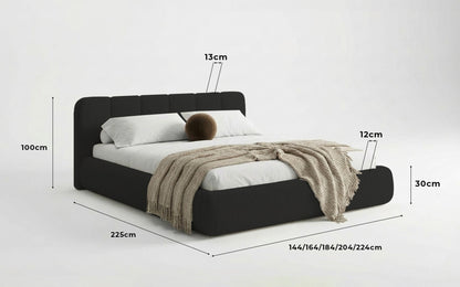 Avelo Polsterbett Bouclé mit Stauraum 200×200 cm Weiß