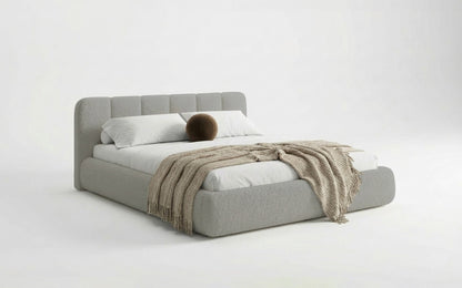 Avelo Polsterbett Bouclé mit Stauraum 200×200 cm Weiß