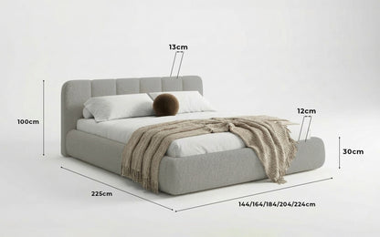 Avelo Polsterbett Bouclé mit Stauraum 200×200 cm Weiß