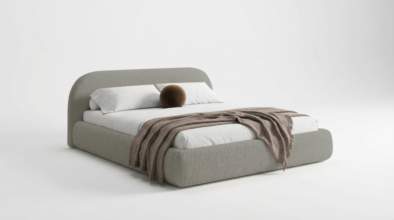 Luxusbetten24 Luma Designer Polsterbett Bouclé mit Stauraum Schlafzimmer