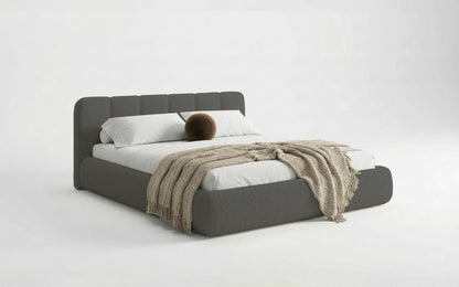 Avelo Polsterbett Bouclé mit Stauraum 200×200 cm Weiß