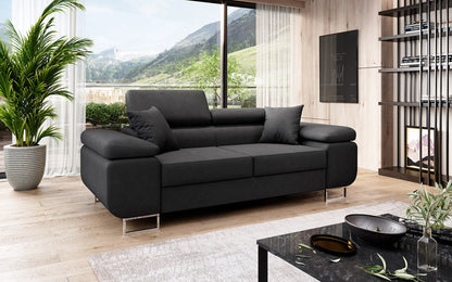 Next Triora Designer 2‑Sitzer Sofa mit Schlaffunktion, Stoff, Schwarz