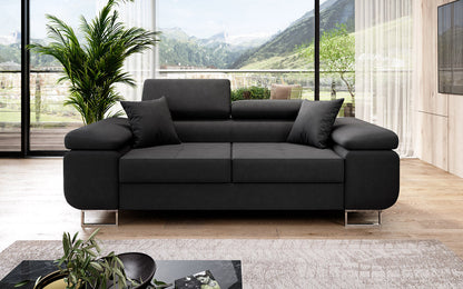 Next Triora Designer 2‑Sitzer Sofa mit Schlaffunktion, Stoff, Schwarz