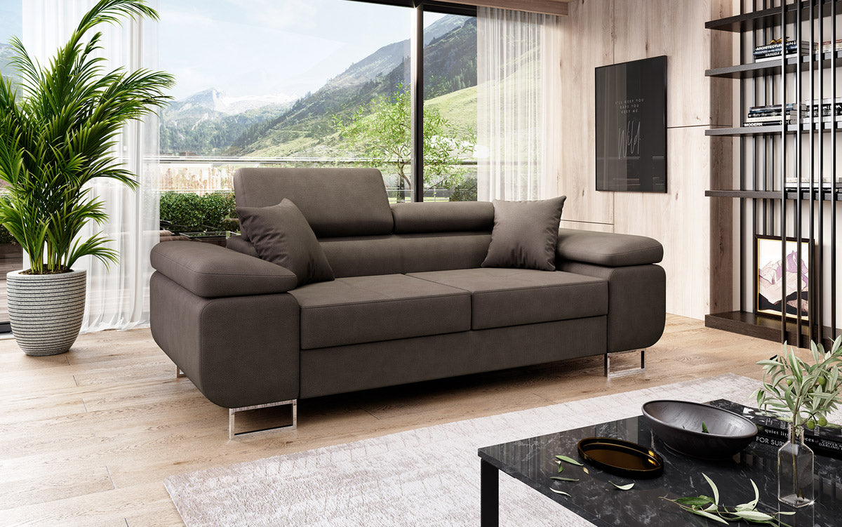 Next Triora Designer 2‑Sitzer Sofa mit Schlaffunktion, Stoff, Schwarz