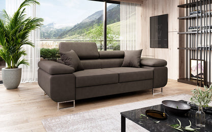 Next Triora Designer 2‑Sitzer Sofa mit Schlaffunktion, Stoff, Schwarz