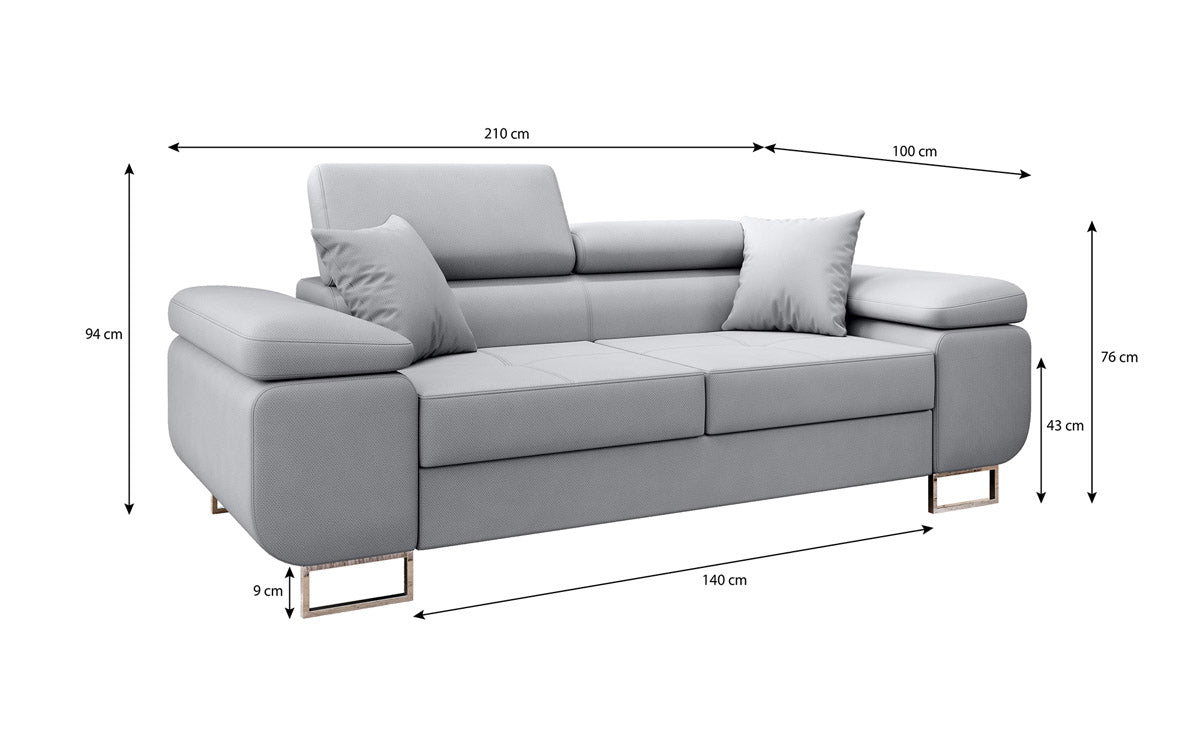 Next Triora Designer 2‑Sitzer Sofa mit Schlaffunktion, Stoff, Schwarz
