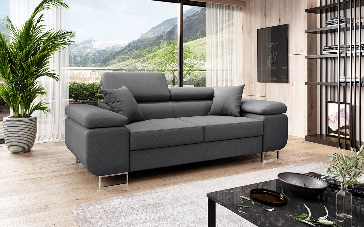 Next Triora Designer 2‑Sitzer Sofa mit Schlaffunktion, Stoff, Schwarz