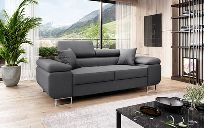 Next Triora Designer 2‑Sitzer Sofa mit Schlaffunktion, Stoff, Schwarz