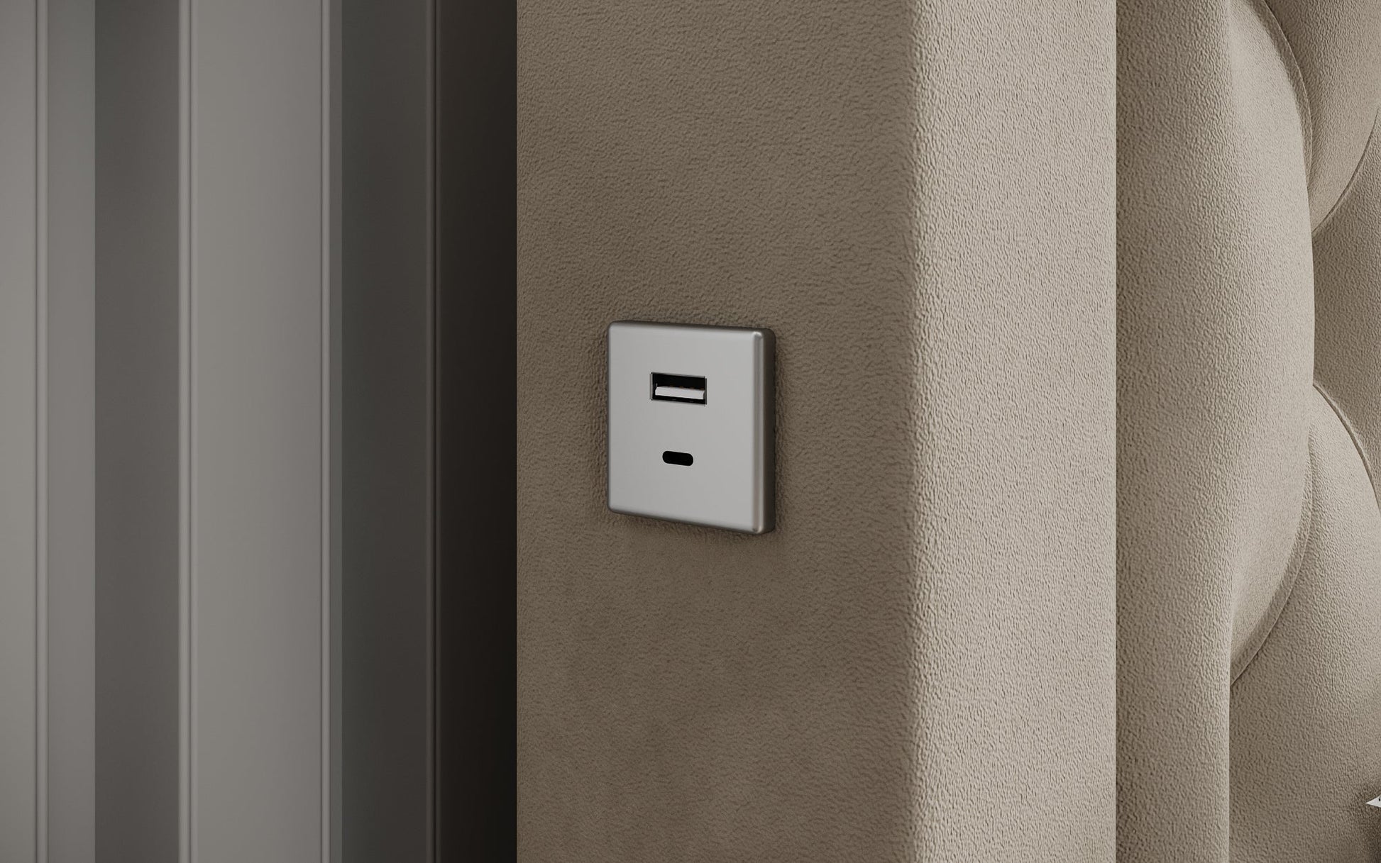 Luxusbetten24 Ida Polsterbett Samt RGB USB Stauraum 140×200 Schwarz
