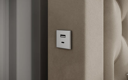 Luxusbetten24 Ida Polsterbett Samt RGB USB Stauraum 140×200 Schwarz