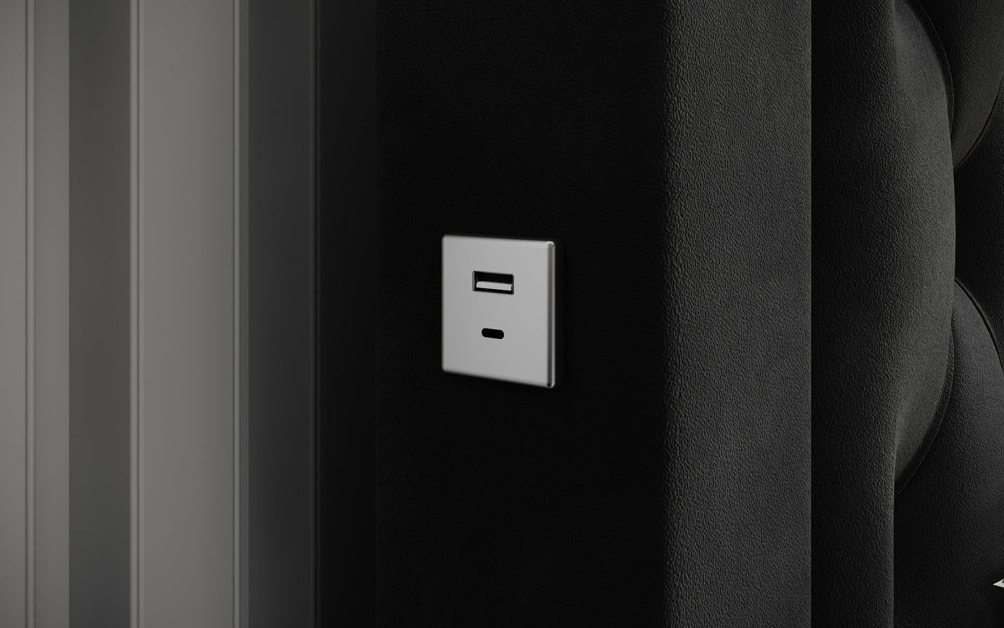 Luxusbetten24 Ida Polsterbett Samt RGB USB Stauraum 140×200 Schwarz