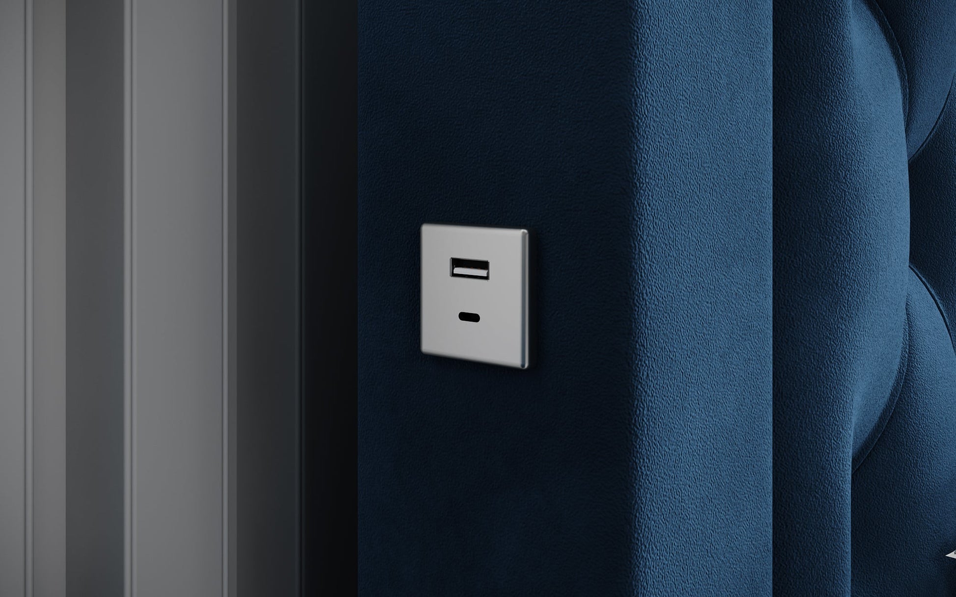 Luxusbetten24 Ida Polsterbett Samt RGB USB Stauraum 140×200 Schwarz