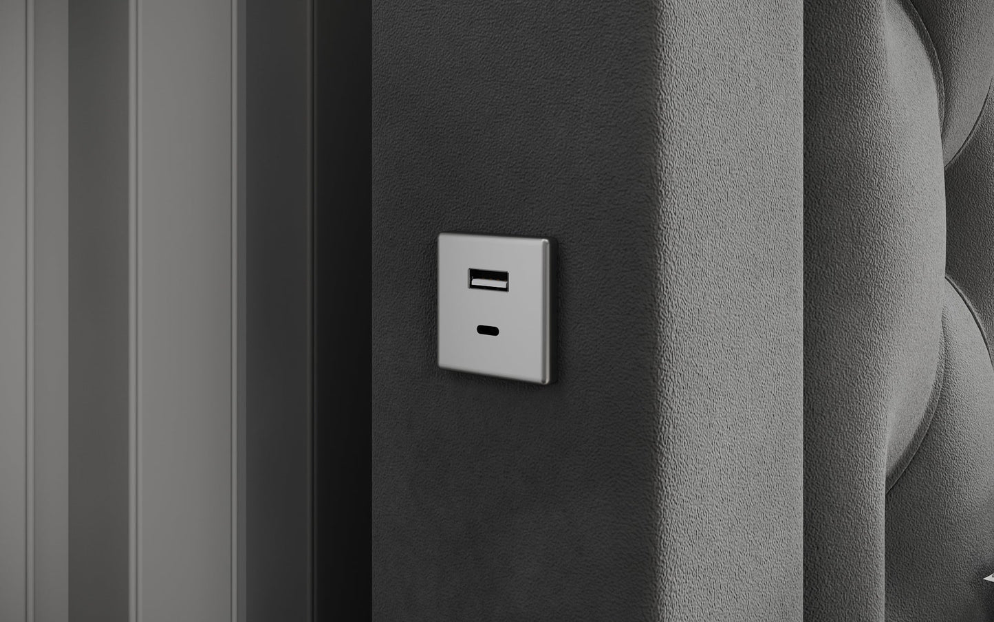 Luxusbetten24 Ida Polsterbett Samt RGB USB Stauraum 140×200 Schwarz