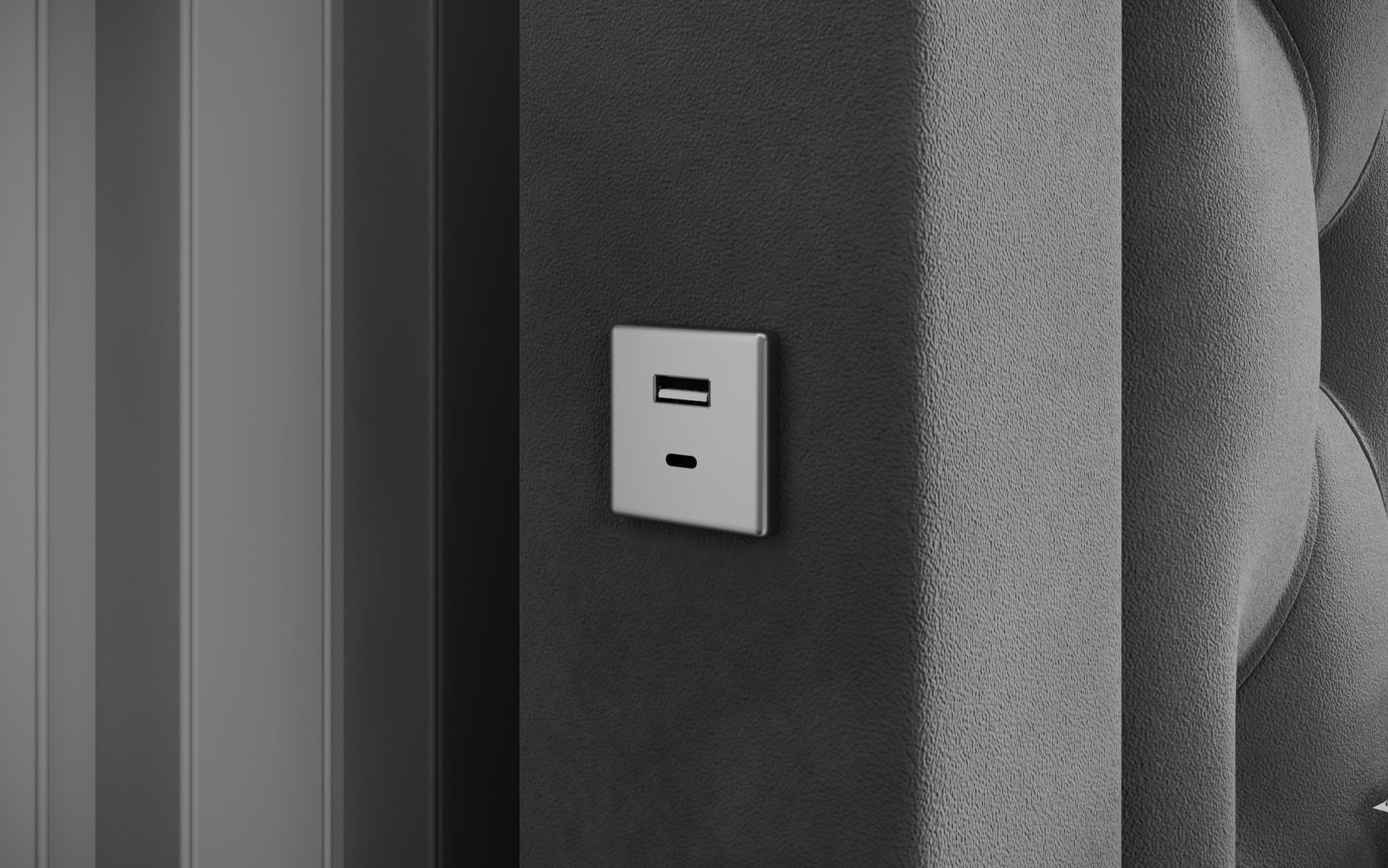 Luxusbetten24 Ida Polsterbett Samt RGB USB Stauraum 140×200 Schwarz