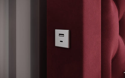 Luxusbetten24 Ida Polsterbett Samt RGB USB Stauraum 140×200 Schwarz