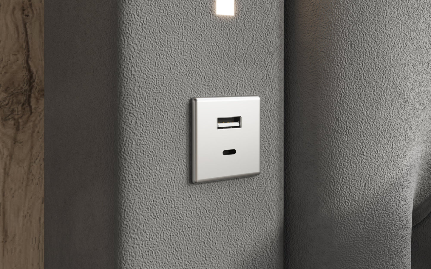 Designer Polsterbett Relina inkl. RGB, USB und Stauraum