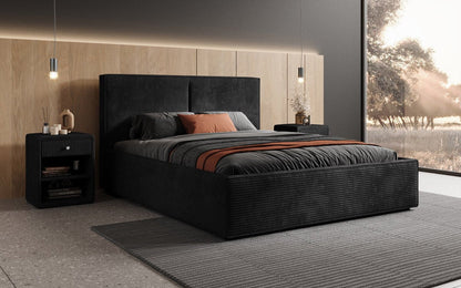 Designer Polsterbett Elara in Cord mit Stauraum