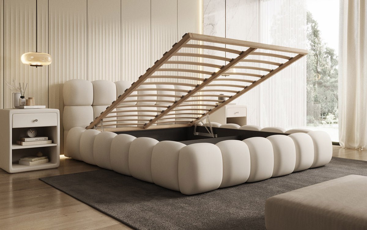 Luxusbetten24 Designer Polsterbett Boston Stoff mit Stauraum