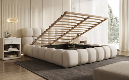 Luxusbetten24 Designer Polsterbett Boston Stoff mit Stauraum