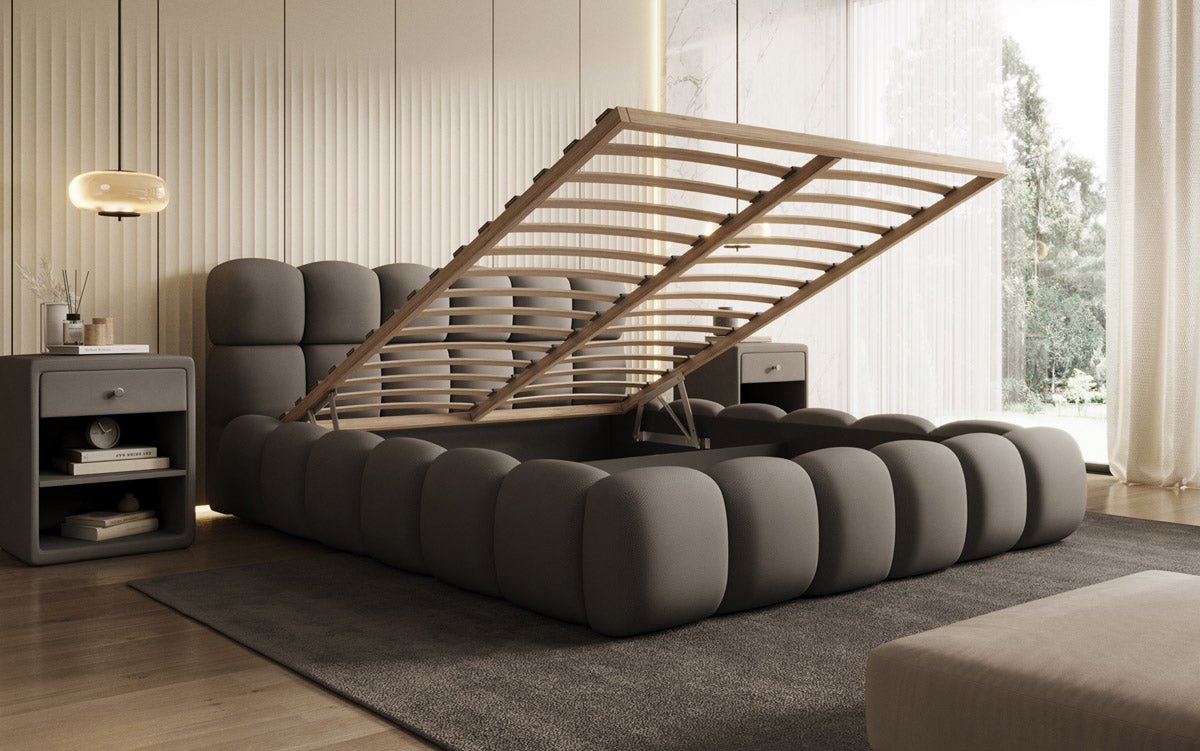 Luxusbetten24 Designer Polsterbett Boston Stoff mit Stauraum