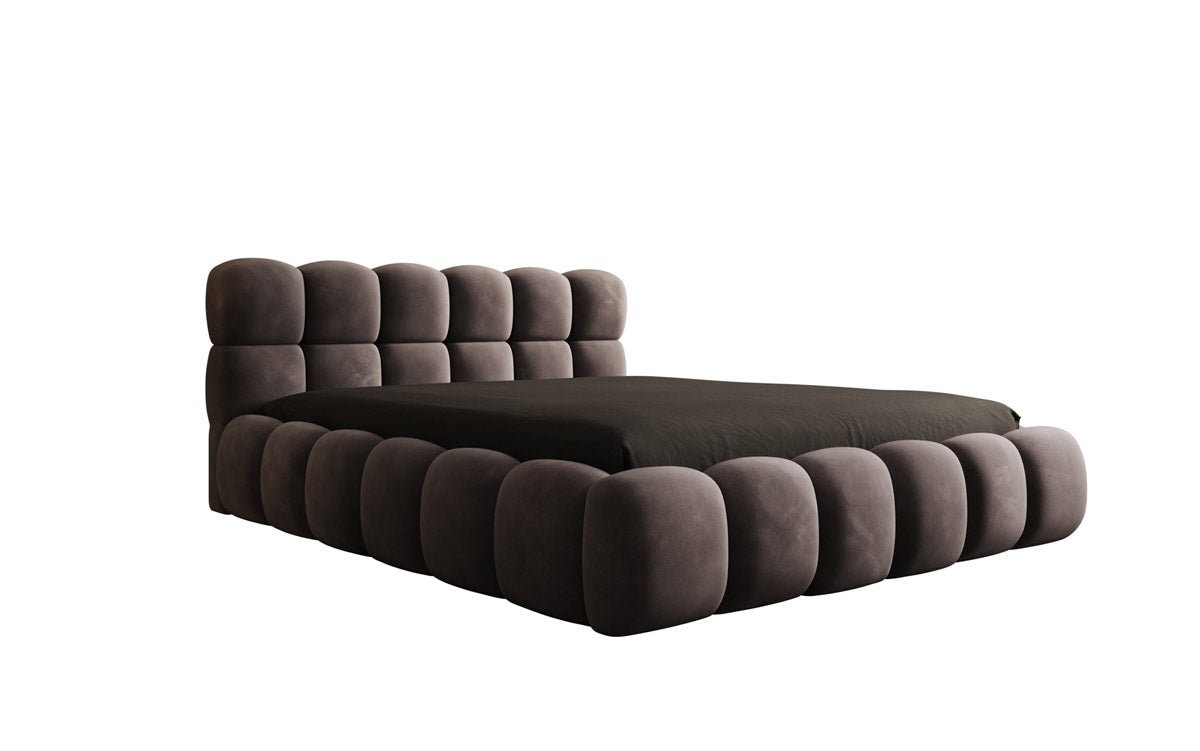 Luxusbetten24 Designer Polsterbett Boston Samt mit Stauraum 140×200 Beige