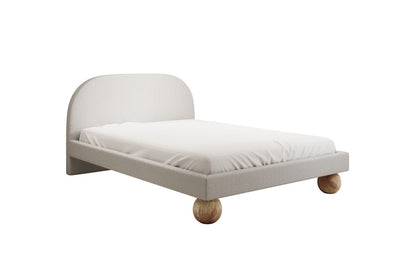 Luxusbetten24 Milo Designer Polsterbett Bouclé mit runden Holzfüßen
