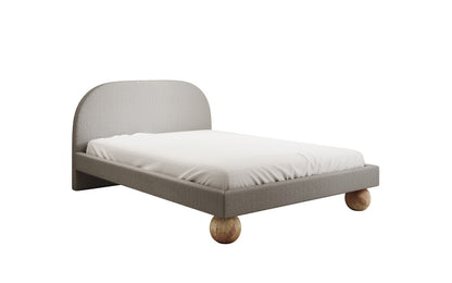 Luxusbetten24 Milo Designer Polsterbett Bouclé mit runden Holzfüßen