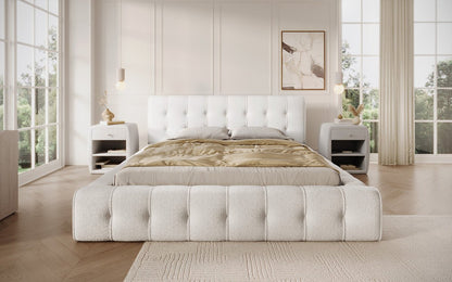 Luxusbetten24 Lena Designer Polsterbett Bouclé mit Stauraum