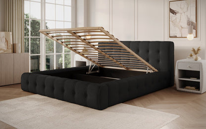 Luxusbetten24 Lena Designer Polsterbett Bouclé mit Stauraum