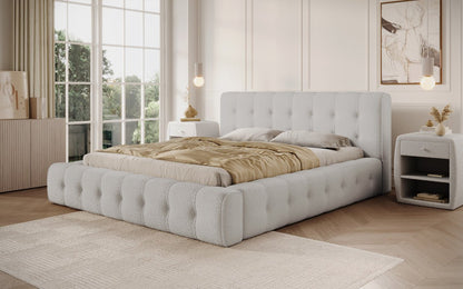 Luxusbetten24 Lena Designer Polsterbett Bouclé mit Stauraum