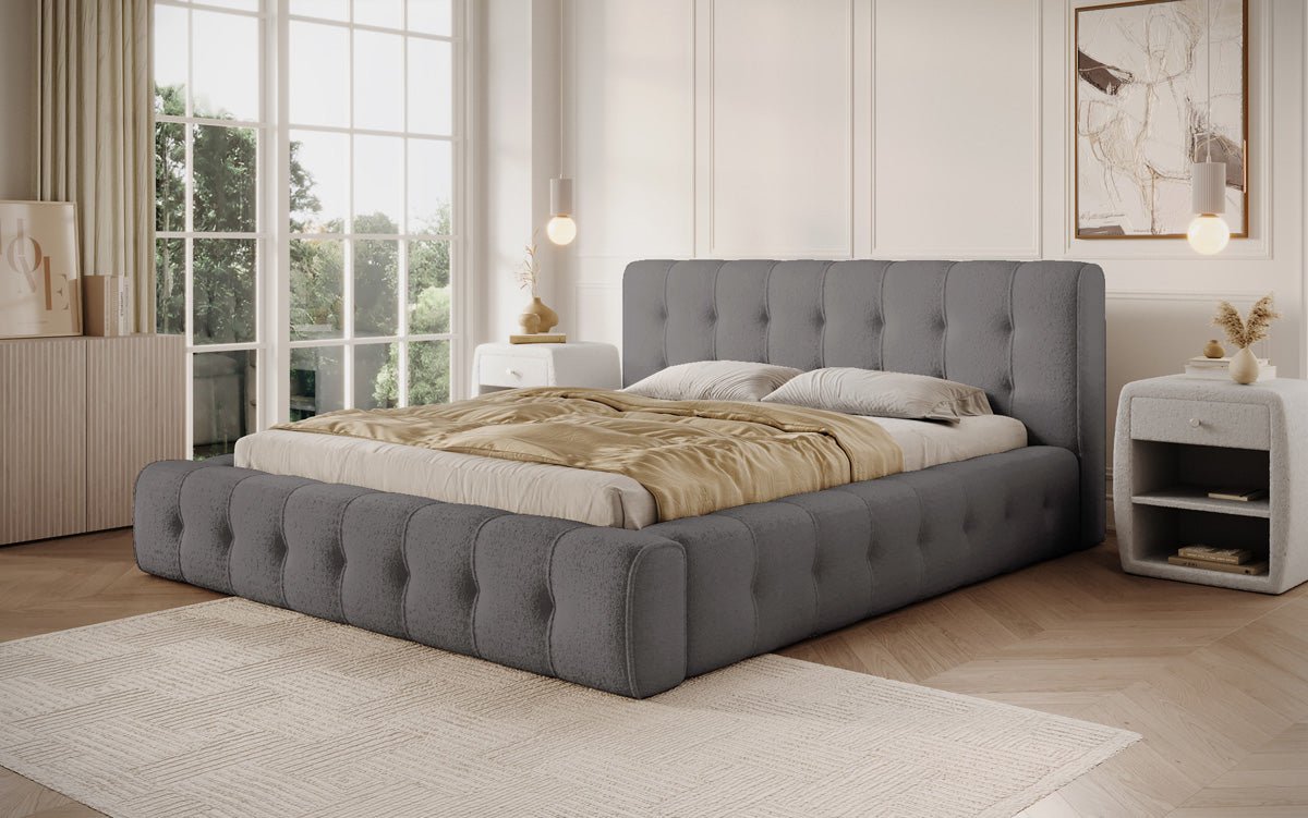 Luxusbetten24 Lena Designer Polsterbett Bouclé mit Stauraum