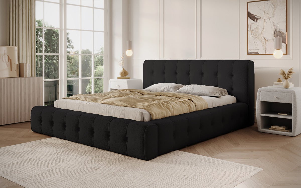 Luxusbetten24 Lena Designer Polsterbett Bouclé mit Stauraum