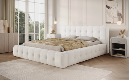 Luxusbetten24 Lena Designer Polsterbett Bouclé mit Stauraum
