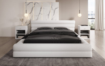 Designer Luxusbetten24 Velana Bouclé Polsterbett 120×200 mit Hellgrau