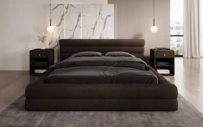 Designer Luxusbetten24 Velana Bouclé Polsterbett 120×200 mit Hellgrau
