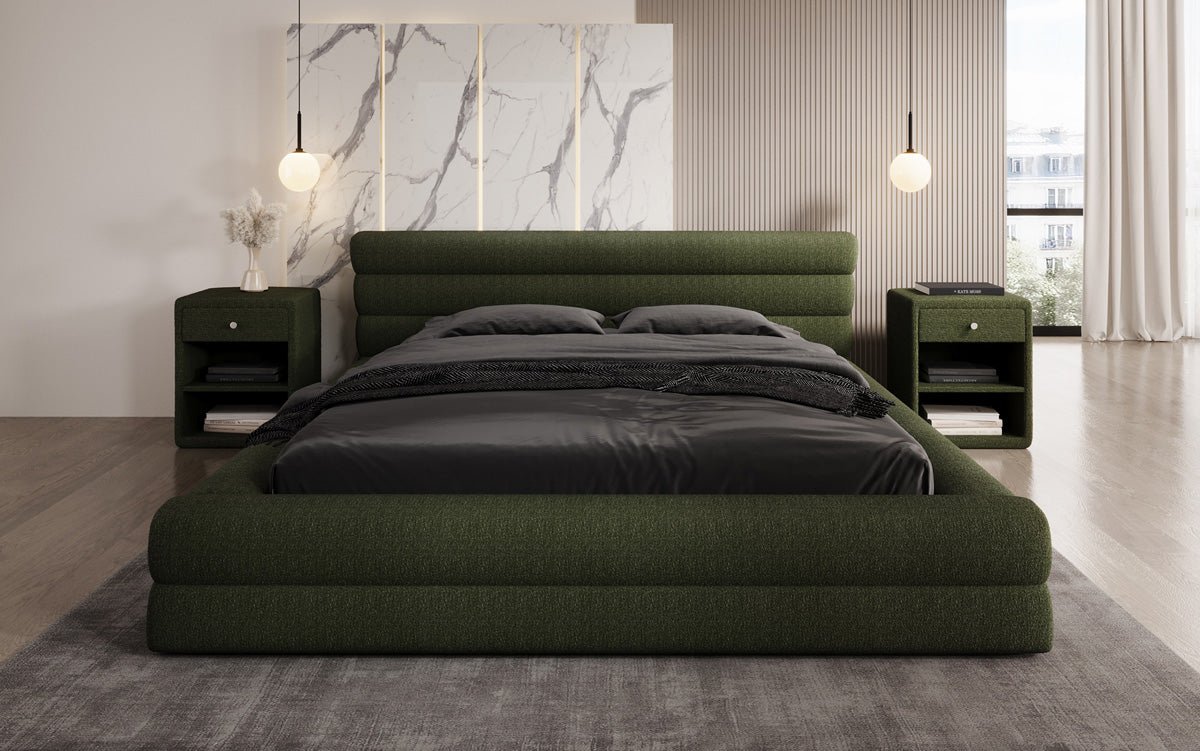 Designer Luxusbetten24 Velana Bouclé Polsterbett 120×200 mit Hellgrau