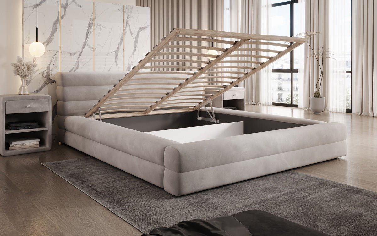 Luxusbetten24 Velana Designer Polsterbett Samt Mit Stauraum, Verschiedene Größen