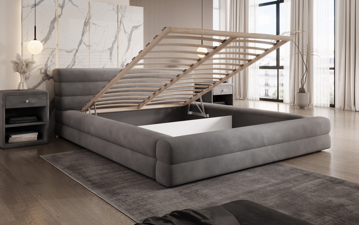 Luxusbetten24 Velana Designer Polsterbett Samt Mit Stauraum, Verschiedene Größen