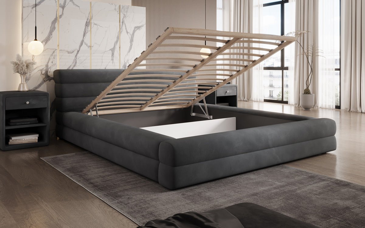 Luxusbetten24 Velana Designer Polsterbett Samt Mit Stauraum, Verschiedene Größen