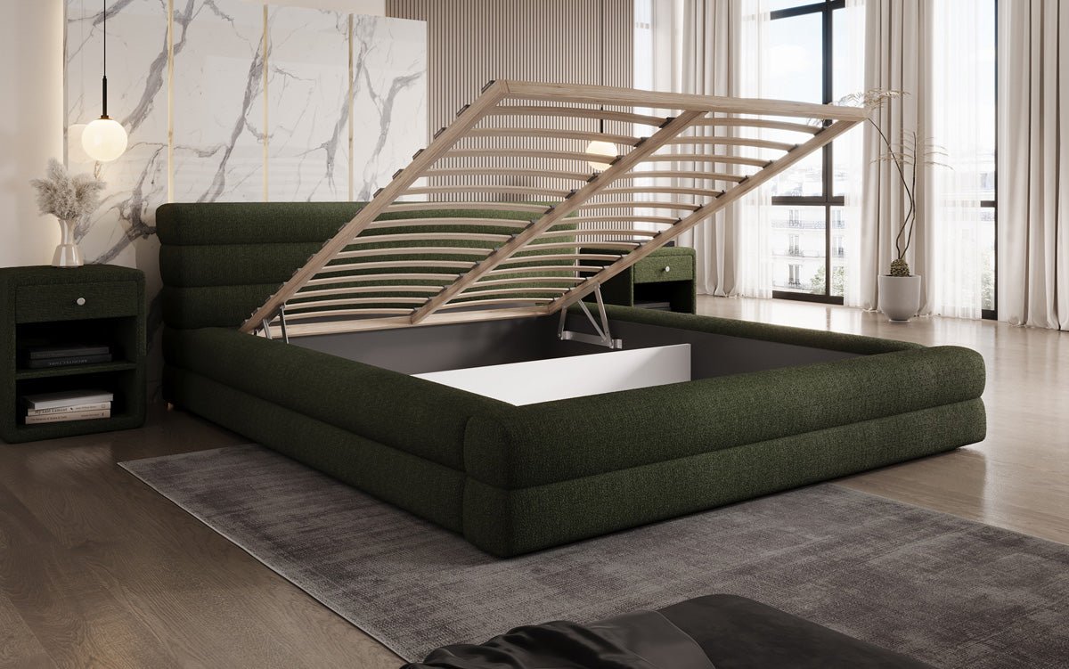 Designer Luxusbetten24 Velana Bouclé Polsterbett 120×200 mit Hellgrau
