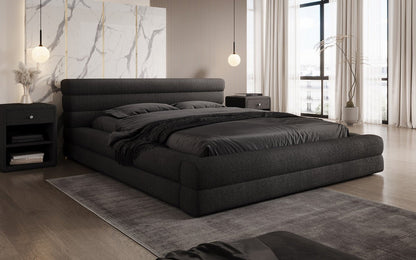 Designer Luxusbetten24 Velana Bouclé Polsterbett 120×200 mit Hellgrau
