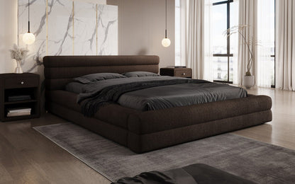 Designer Luxusbetten24 Velana Bouclé Polsterbett 120×200 mit Hellgrau