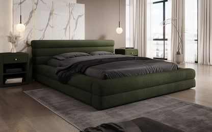 Designer Luxusbetten24 Velana Bouclé Polsterbett 120×200 mit Hellgrau