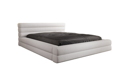 Designer Luxusbetten24 Velana Bouclé Polsterbett 120×200 mit Hellgrau