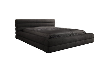 Designer Luxusbetten24 Velana Bouclé Polsterbett 120×200 mit Hellgrau