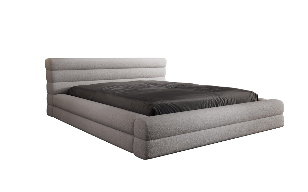Designer Luxusbetten24 Velana Bouclé Polsterbett 120×200 mit Hellgrau