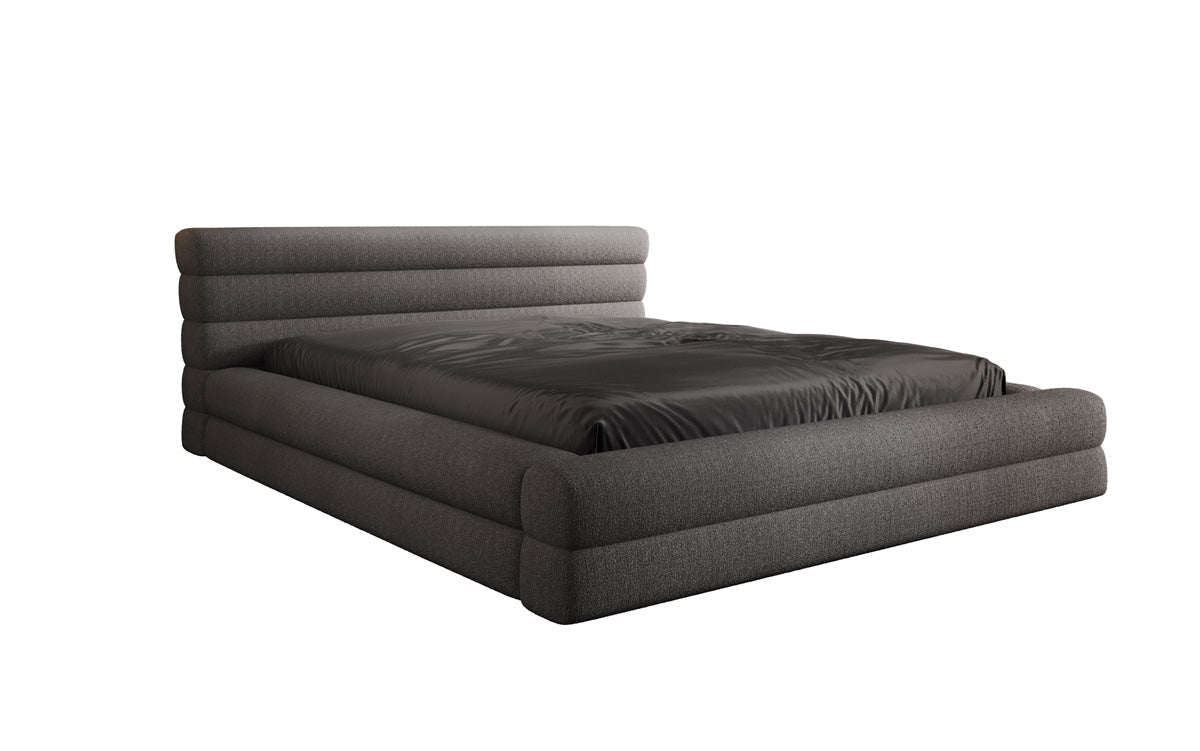Designer Luxusbetten24 Velana Bouclé Polsterbett 120×200 mit Hellgrau