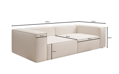 Luxusbetten24 Lesley Designer 3‑Sitzer Sofa Strukturstoff Modern Wohnzimmer