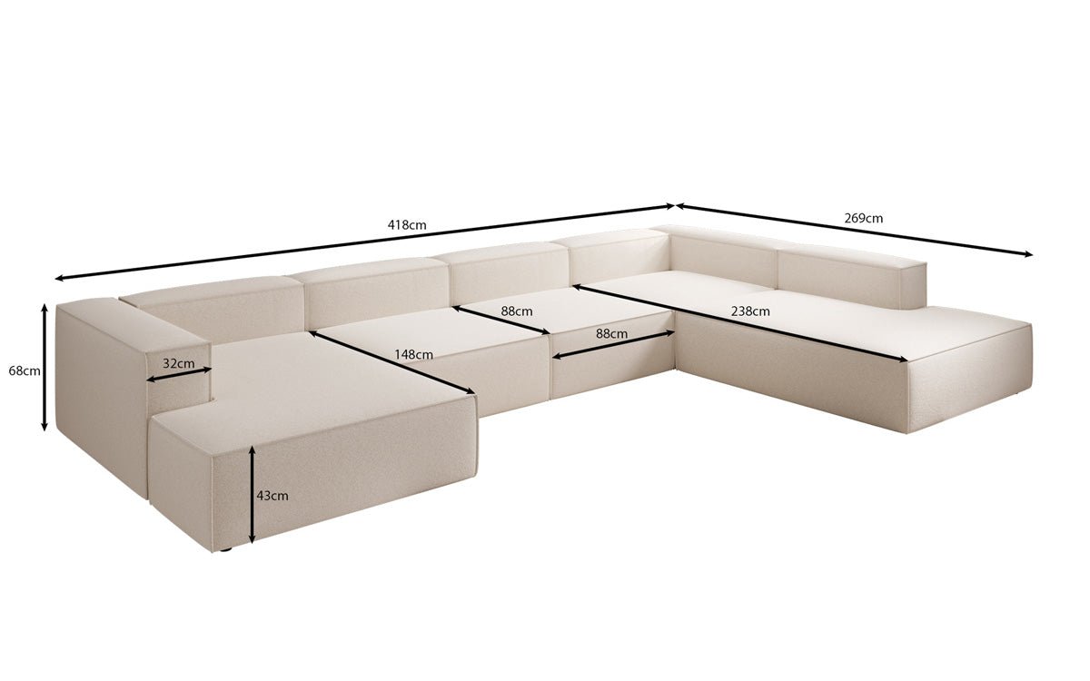 Designer Lesley U XXL Sofa Strukturstoff