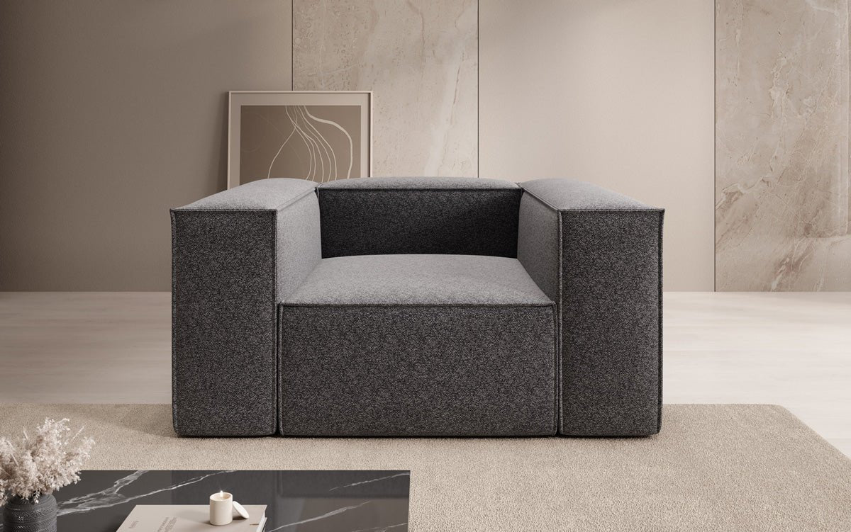 Luxusbetten24 Lesley Designer Sofa‑Sessel aus Strukturstoff für Wohnbereich